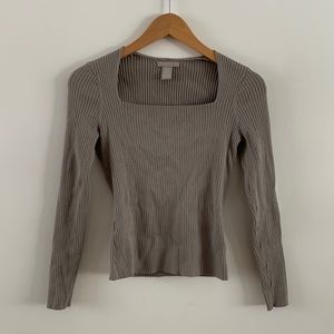 H&M Square Neck Ribbed Sweater
